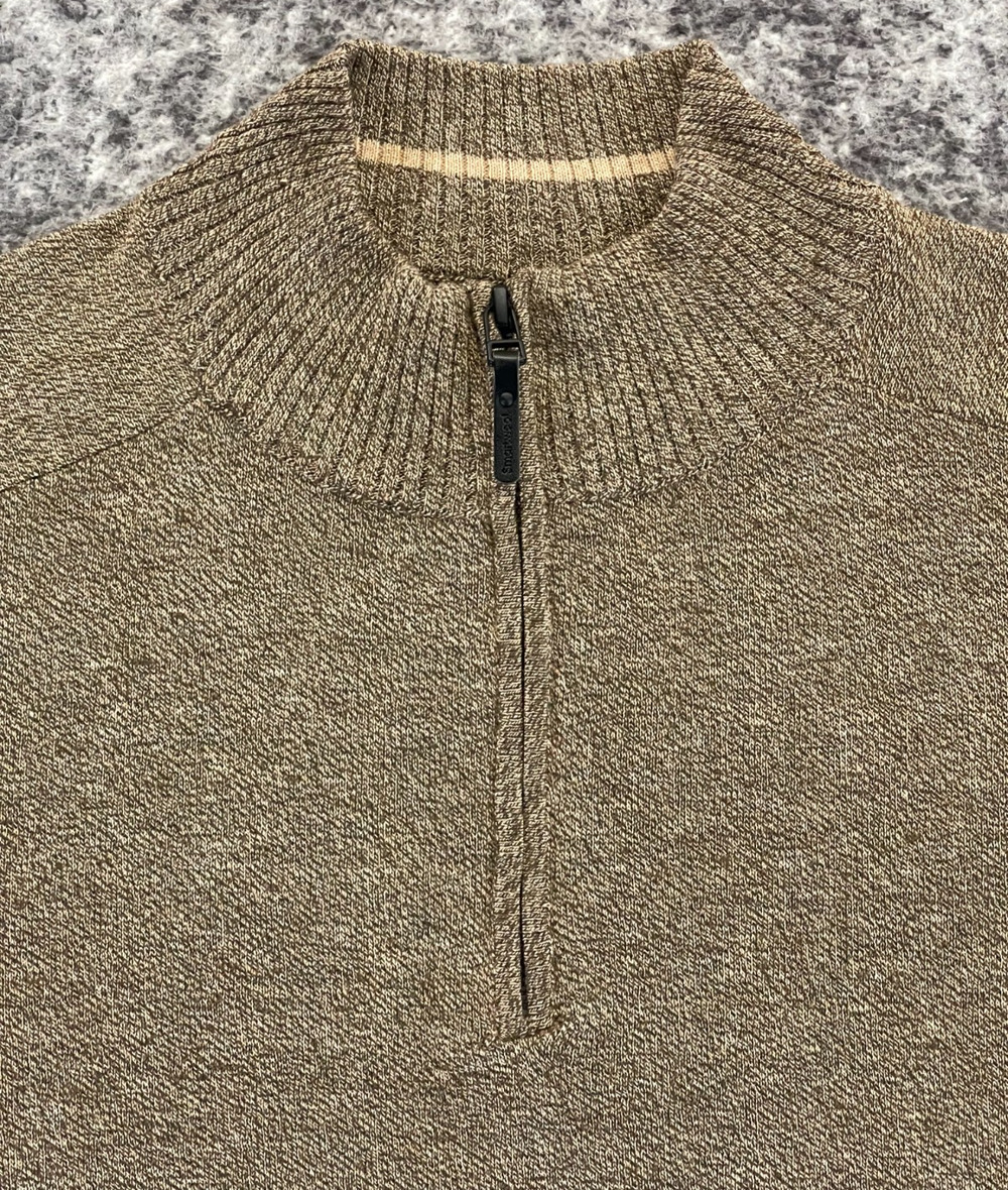 Smartwool Sparwood Sweater Mens XL Brown 1/4 Zip Wool Mock Neck